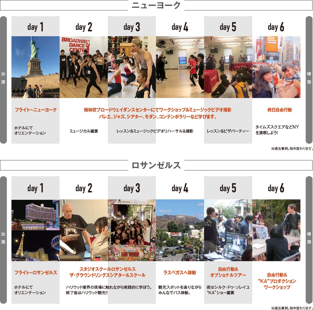 出国から帰国までのスケジュール